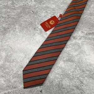 IMANI UOMO Polyester Tie Mens One Size Orange Striped Pointed Jacquard‎ Necktie